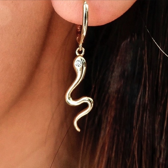 GlitzBlitz Boutique Jewelry - Any 3/$25! Gold/Crystal Snake Huggie Hoop Earrings